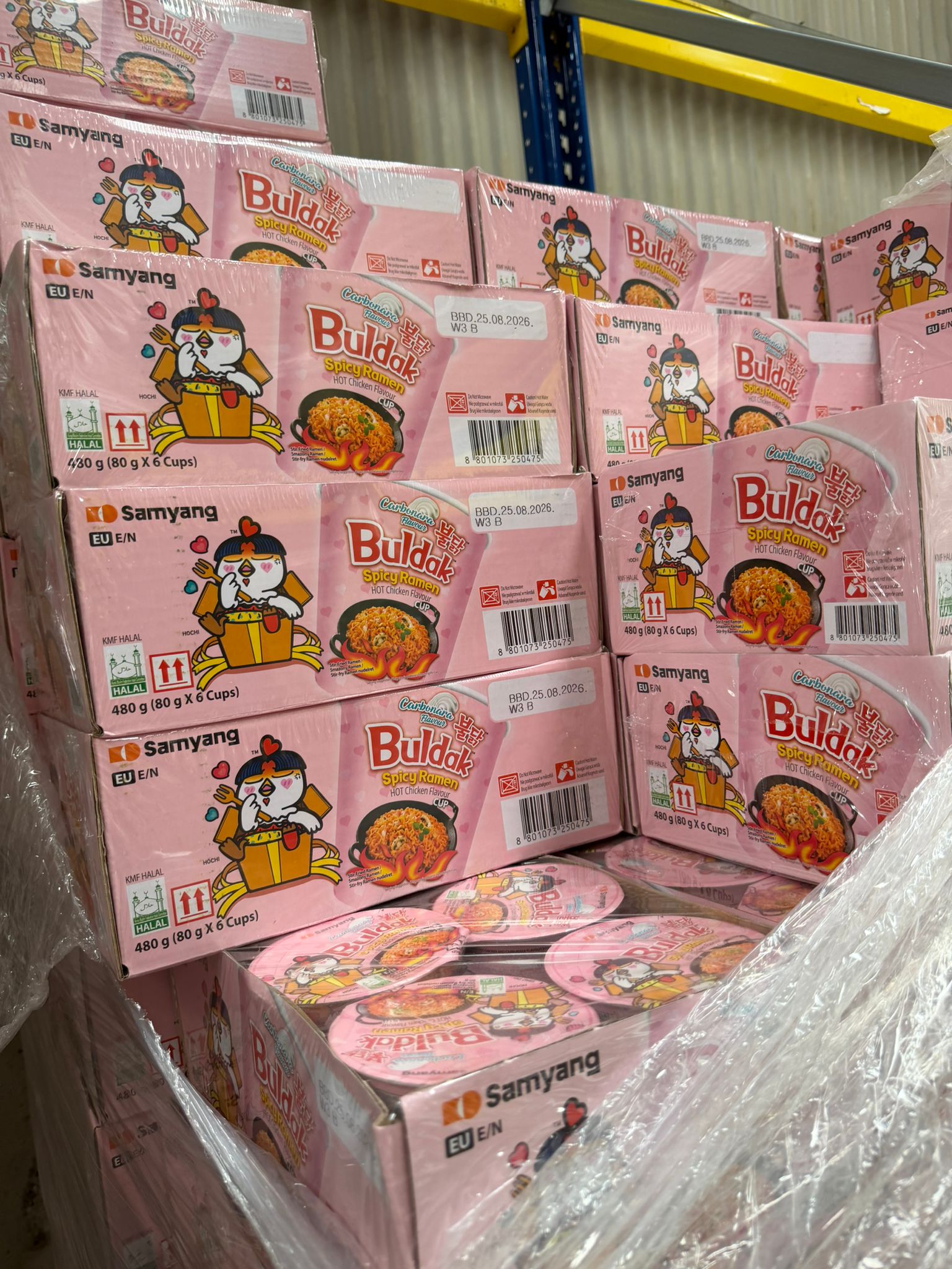 Samyang Buldak Carbonara Cup (6x80g) - FULL PALLET - 192 CASES